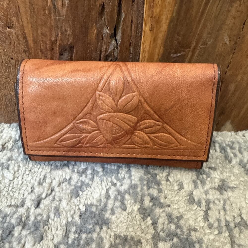 Rolfs Cowhide Leather Key Holder Caddy Hand Tooled Floral Snap Lock NOS